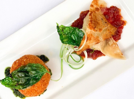 Duck Confit Potstickers & Arancino with Pesto.
.
Each month, during dinner service, we will feature an appetizer duo for $20. @chefirvmiller has gone back to the menu archives to bring back guests favorites from over the past 20 years to celebrate 2020. Let the Jackson’s tradition continue!