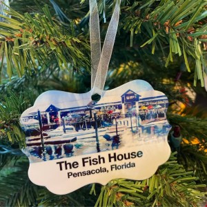Fish House and Atlas Oyster Bar Christmas Ornament by Nina Fritz